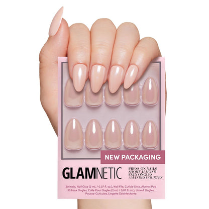 Glamnetic Press On Nails - Berry Maroon | Opaque Dark Red Maroon Short Round Fake Nails, Salon Quality | 12 Sizes - 30 Nail Kit