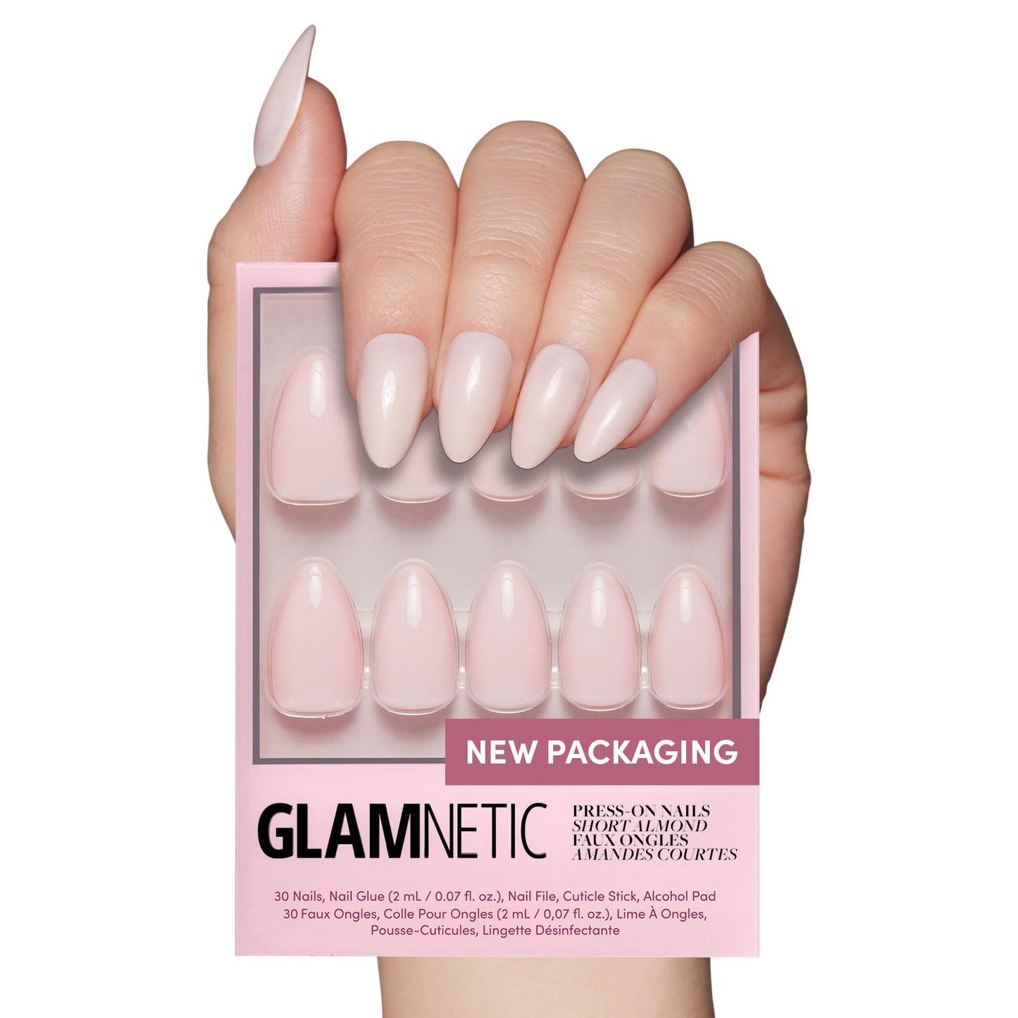 Glamnetic Press On Nails - Berry Maroon | Opaque Dark Red Maroon Short Round Fake Nails, Salon Quality | 12 Sizes - 30 Nail Kit