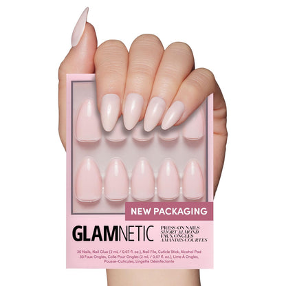 Glamnetic Press On Nails - Berry Maroon | Opaque Dark Red Maroon Short Round Fake Nails, Salon Quality | 12 Sizes - 30 Nail Kit