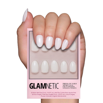 Glamnetic Press On Nails - Berry Maroon | Opaque Dark Red Maroon Short Round Fake Nails, Salon Quality | 12 Sizes - 30 Nail Kit