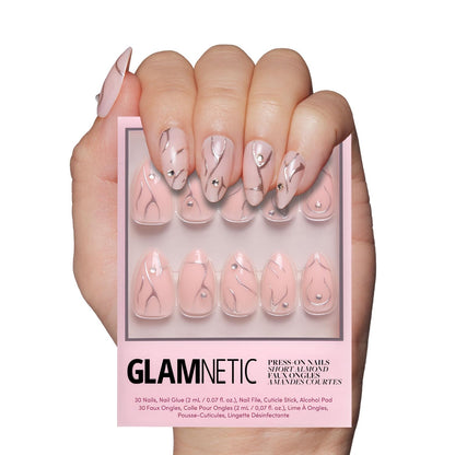 Glamnetic Press On Nails - Berry Maroon | Opaque Dark Red Maroon Short Round Fake Nails, Salon Quality | 12 Sizes - 30 Nail Kit