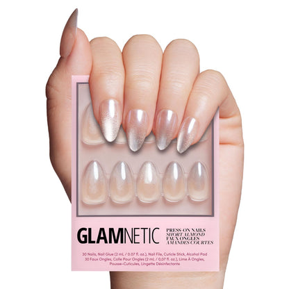 Glamnetic Press On Nails - Berry Maroon | Opaque Dark Red Maroon Short Round Fake Nails, Salon Quality | 12 Sizes - 30 Nail Kit