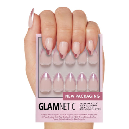 Glamnetic Press On Nails - Berry Maroon | Opaque Dark Red Maroon Short Round Fake Nails, Salon Quality | 12 Sizes - 30 Nail Kit