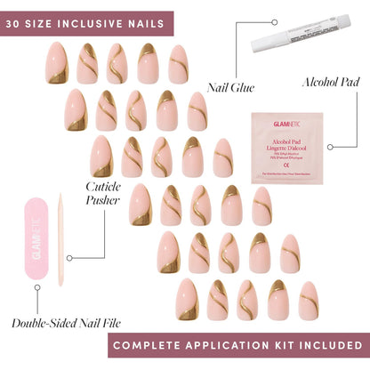 Glamnetic x GLAMZILLA Press On Nails - KILLAZILLA | Short Almond Tortoiseshell Fake Nails with French Tips, Salon Quality | 15 Sizes - 30 Nail Kit with Glue