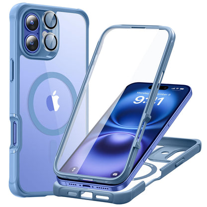 ESR for iPhone 15 Case, Compatible with MagSafe, Full-Body Military-Grade Drop Proof Case with Built-in 9H+ Tempered Glass Screen Protector, Armor Series, Clear Black