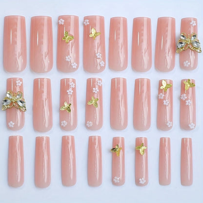 Short Almond Press on Nails Fall Fake Nails Sparkly False Nail with Gold Leaf Designs Autumn Wine Red Glossy Full Cover Acrylic Stick on Nail for Women Nail Art Decor 24 Pcs