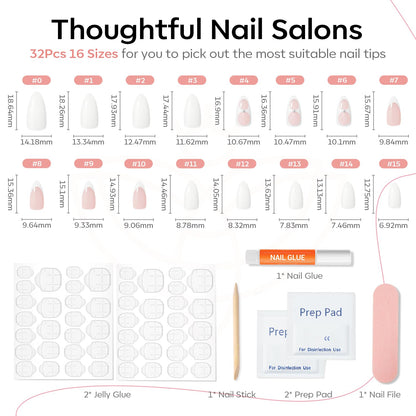 Modelones Brown Press on Nails Almond, Fall Short Fake Nails, Reusable Nail Kit with Nail Glue Adhesive Tabs Mini Nail File, Nails Press Ons 32Pcs 16 Sizes, Women Girl Gift, Amber