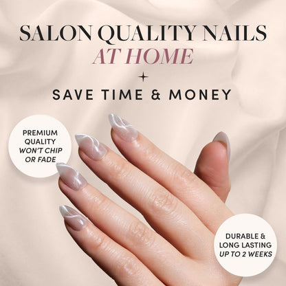 Glamnetic x GLAMZILLA Press On Nails - KILLAZILLA | Short Almond Tortoiseshell Fake Nails with French Tips, Salon Quality | 15 Sizes - 30 Nail Kit with Glue
