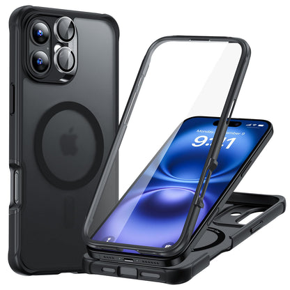 ESR for iPhone 15 Case, Compatible with MagSafe, Full-Body Military-Grade Drop Proof Case with Built-in 9H+ Tempered Glass Screen Protector, Armor Series, Clear Black