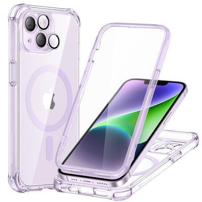 ESR for iPhone 15 Case, Compatible with MagSafe, Full-Body Military-Grade Drop Proof Case with Built-in 9H+ Tempered Glass Screen Protector, Armor Series, Clear Black