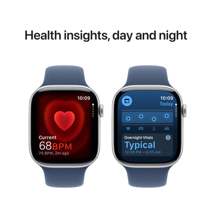 Apple Watch Series 10 [GPS 42mm case] Smartwatch with Rose Gold Aluminium Case with Light Blush Sport Band - S/M. Fitness Tracker, ECG App, Always-On Retina Display, Water Resistant