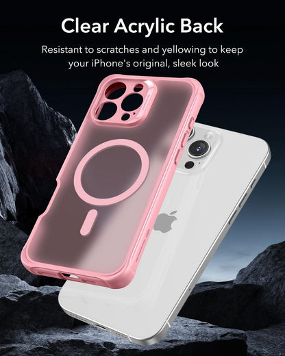 ESR for iPhone 15 Case, Compatible with MagSafe, Full-Body Military-Grade Drop Proof Case with Built-in 9H+ Tempered Glass Screen Protector, Armor Series, Clear Black