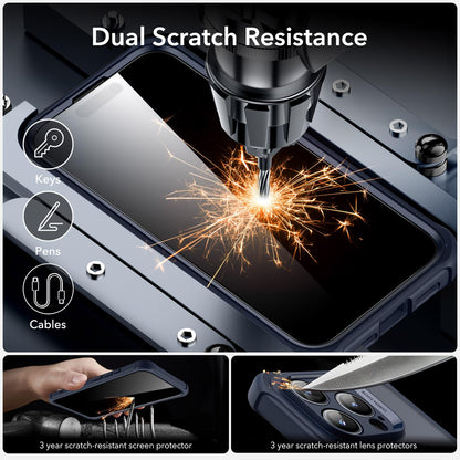 ESR for iPhone 15 Case, Compatible with MagSafe, Full-Body Military-Grade Drop Proof Case with Built-in 9H+ Tempered Glass Screen Protector, Armor Series, Clear Black