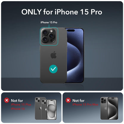 ESR for iPhone 15 Case, Compatible with MagSafe, Full-Body Military-Grade Drop Proof Case with Built-in 9H+ Tempered Glass Screen Protector, Armor Series, Clear Black