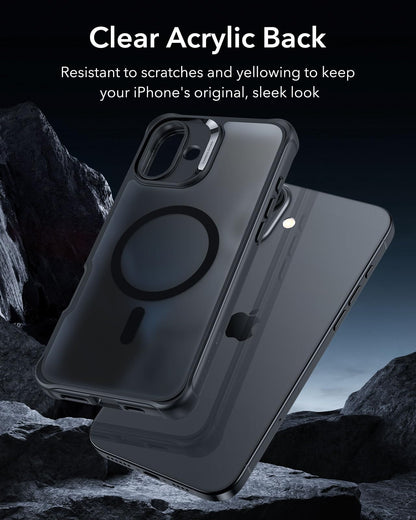 ESR for iPhone 15 Case, Compatible with MagSafe, Full-Body Military-Grade Drop Proof Case with Built-in 9H+ Tempered Glass Screen Protector, Armor Series, Clear Black