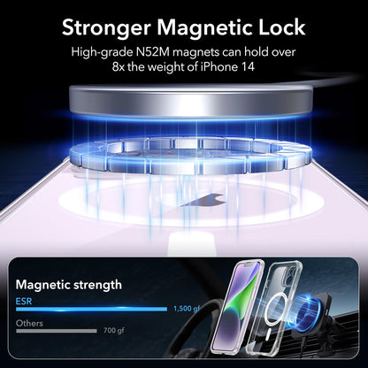 ESR for iPhone 15 Case, Compatible with MagSafe, Full-Body Military-Grade Drop Proof Case with Built-in 9H+ Tempered Glass Screen Protector, Armor Series, Clear Black