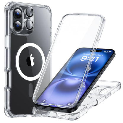 ESR for iPhone 15 Case, Compatible with MagSafe, Full-Body Military-Grade Drop Proof Case with Built-in 9H+ Tempered Glass Screen Protector, Armor Series, Clear Black