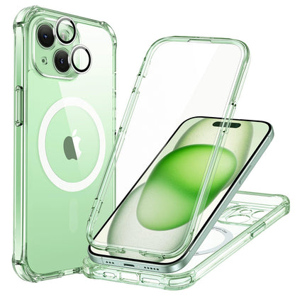 ESR for iPhone 15 Case, Compatible with MagSafe, Full-Body Military-Grade Drop Proof Case with Built-in 9H+ Tempered Glass Screen Protector, Armor Series, Clear Black