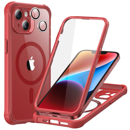 ESR for iPhone 15 Case, Compatible with MagSafe, Full-Body Military-Grade Drop Proof Case with Built-in 9H+ Tempered Glass Screen Protector, Armor Series, Clear Black