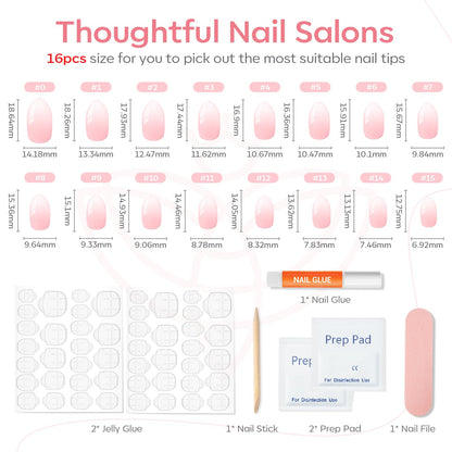 Modelones Brown Press on Nails Almond, Fall Short Fake Nails, Reusable Nail Kit with Nail Glue Adhesive Tabs Mini Nail File, Nails Press Ons 32Pcs 16 Sizes, Women Girl Gift, Amber