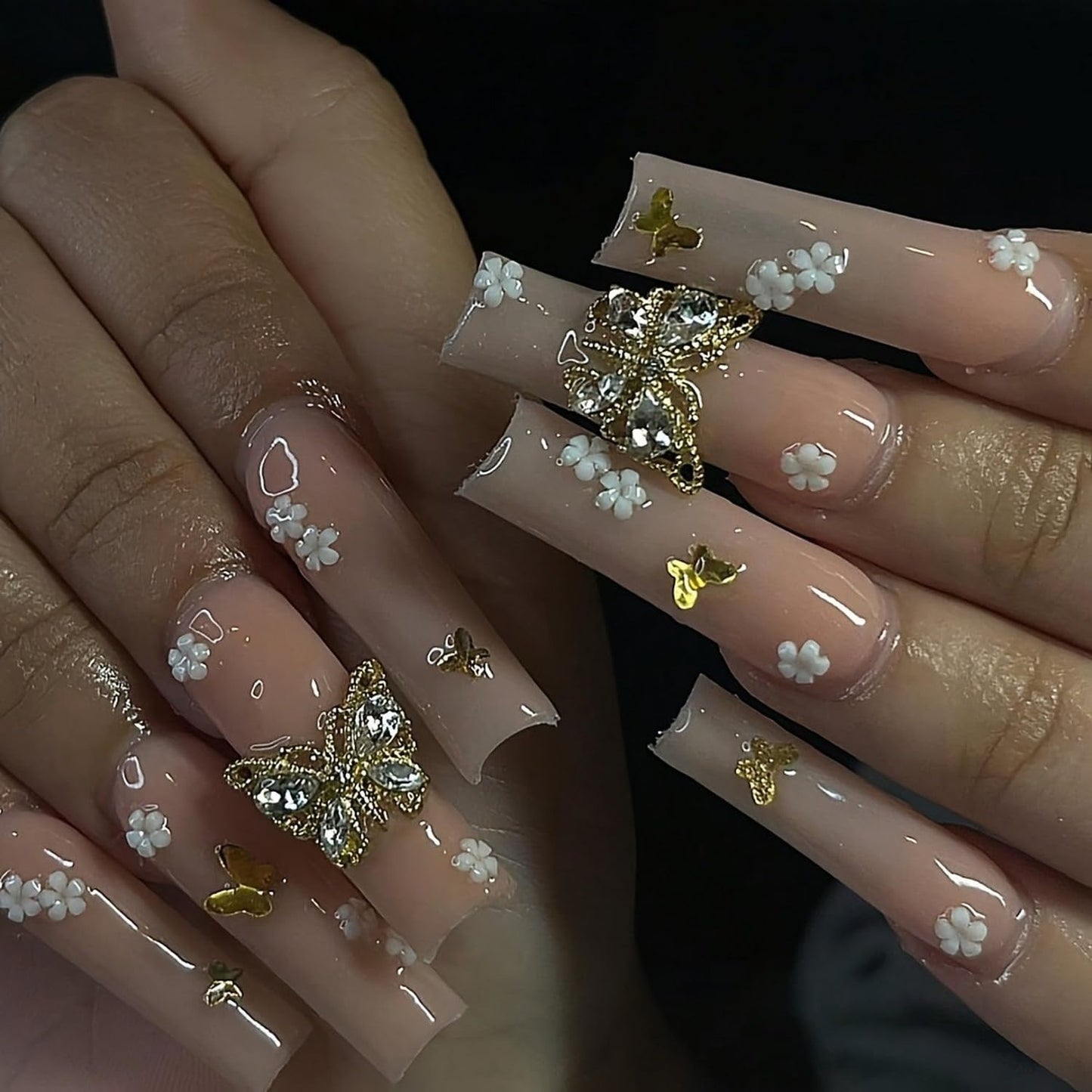 Short Almond Press on Nails Fall Fake Nails Sparkly False Nail with Gold Leaf Designs Autumn Wine Red Glossy Full Cover Acrylic Stick on Nail for Women Nail Art Decor 24 Pcs