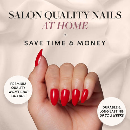 Glamnetic Press On Nails - Berry Maroon | Opaque Dark Red Maroon Short Round Fake Nails, Salon Quality | 12 Sizes - 30 Nail Kit