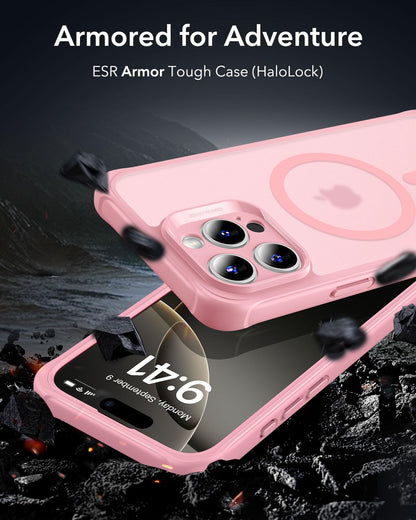 ESR for iPhone 15 Case, Compatible with MagSafe, Full-Body Military-Grade Drop Proof Case with Built-in 9H+ Tempered Glass Screen Protector, Armor Series, Clear Black