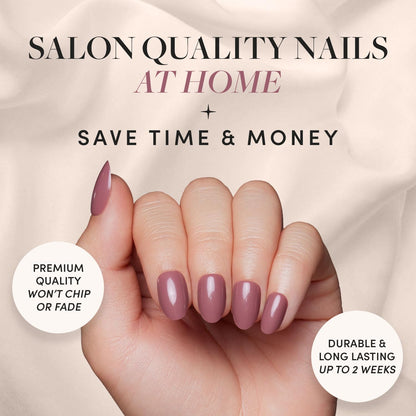 Glamnetic Press On Nails - Berry Maroon | Opaque Dark Red Maroon Short Round Fake Nails, Salon Quality | 12 Sizes - 30 Nail Kit