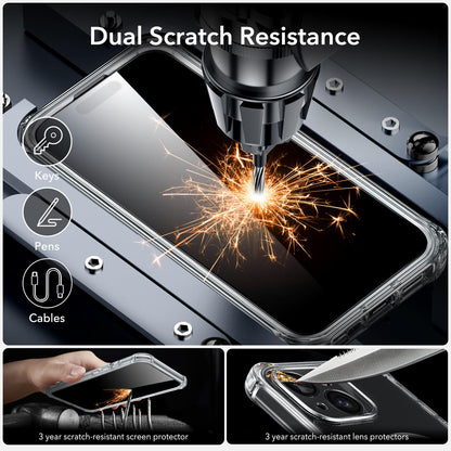 ESR for iPhone 15 Case, Compatible with MagSafe, Full-Body Military-Grade Drop Proof Case with Built-in 9H+ Tempered Glass Screen Protector, Armor Series, Clear Black