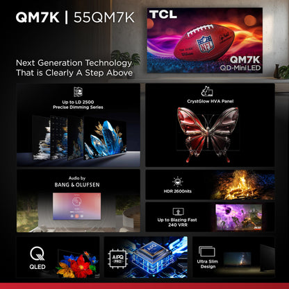 TCL 75-Inch Class QM7K Series QD-Mini LED 4K UHD Google Smart TV Best Premium Mini-LED TV - QLED, 144hz, 288hz Gaming Rate, Anti-Reflective Screen, Bang & Olufsen Audio, Atmos (75QM7K, 2025 Model)
